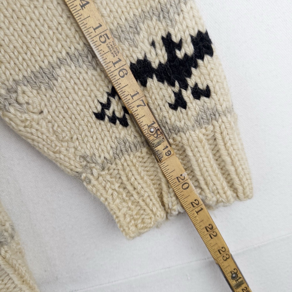 60's Vtg Cowichan Hand Knit Thunderbird Wool Cardigan Sweater Men's Large *Read - Picture 16 of 16